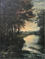 Painting of Trees & River by Alessandro Monsagrati