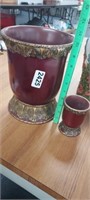 DECORATIVE TRASH CAN AND CUP