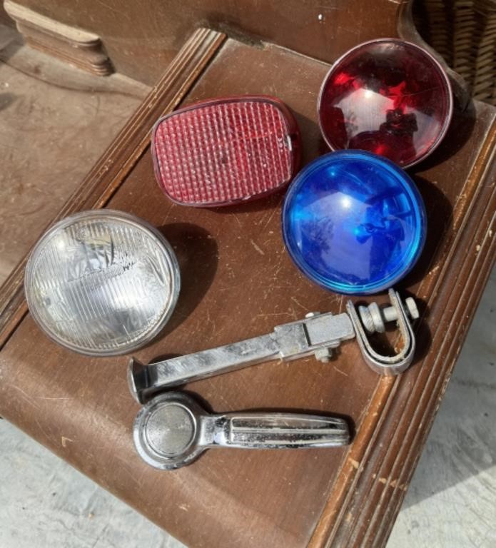 Vintage Glass Vehicles Lamps, Motorcycle Parts