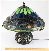 Dragonfly Stain Glass Lamp 16" T