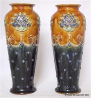 Pair of Royal Doulton Lambeth Art Nouveau Vases