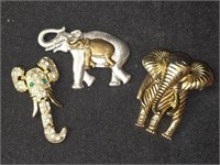 Set of 3 Vintage Elephant Brooch Pins