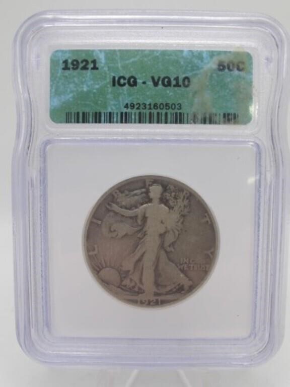 1921 50C WALKING LIBERTY HALF ICG VG10