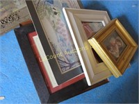 assorted framed prints needlepoint religious