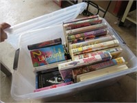 disney vhs tapes in covered tote