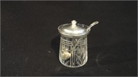 Vintage Sterling Whiting Crystal Jam Jar w/Spoon