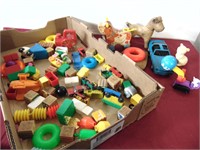 Old Mixed Toy Lot, Cars, Blocks, Squeaky Toy