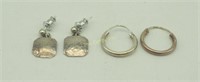 2 Pr Small Sterling Silver Dainty Post Earrings