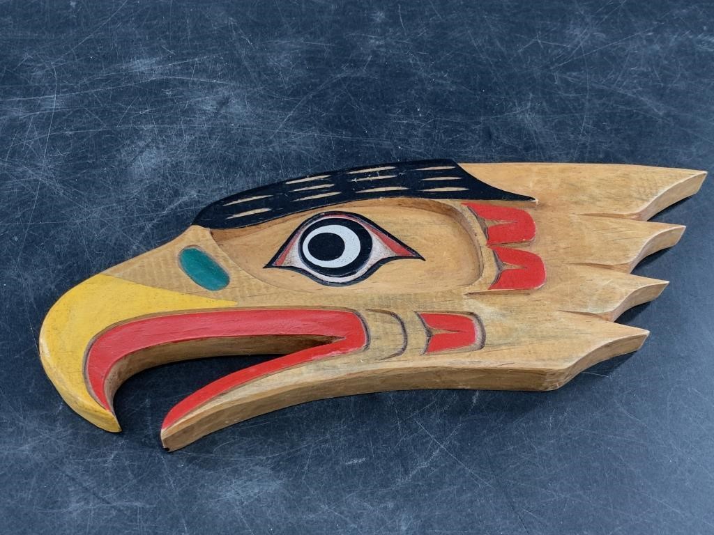 Tlingit style wood wall hanger 10 3/4" across