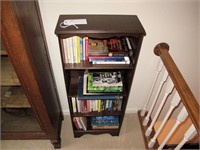 18" mahogany book shelf, 44.5" H., includes books