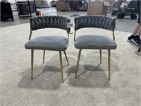 Set of two gray and gold chairs
