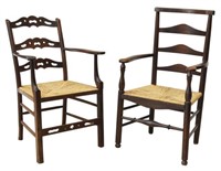 (2) CHIPPENDALE STYLE RIBBON BACK & FRENCH CHAIRS