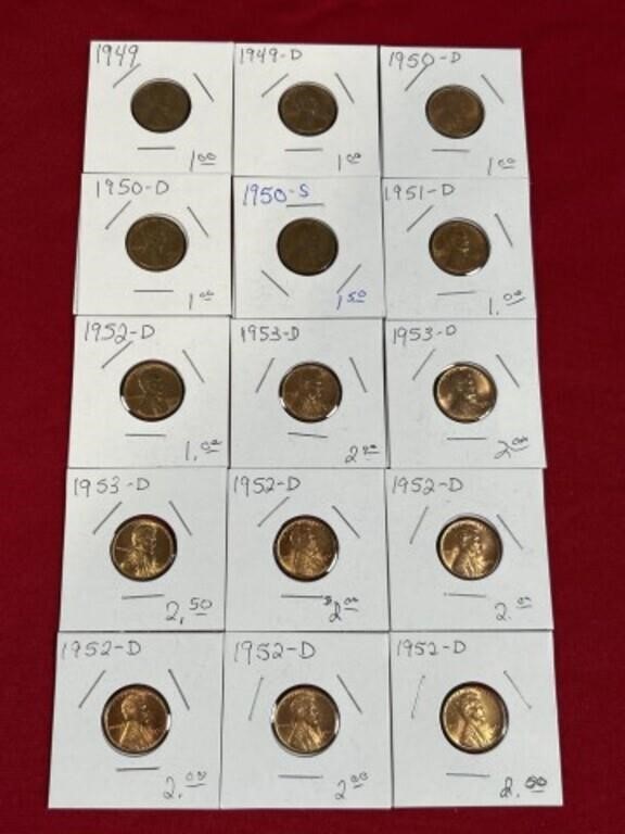 Assortment of uncirculated pennies