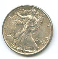 1943-P Walking Liberty Silver Half Dollar - XF-AU