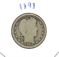 1898 Barber Silver Quarter