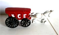 Die Cast Horse Drawn Ice Wagon 7"L