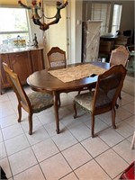 Vintage Dining Room Table & Cane Back Dining Chair
