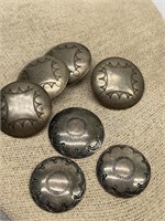 (7) Southwestern Style Buttons, 3- Sterling Silver