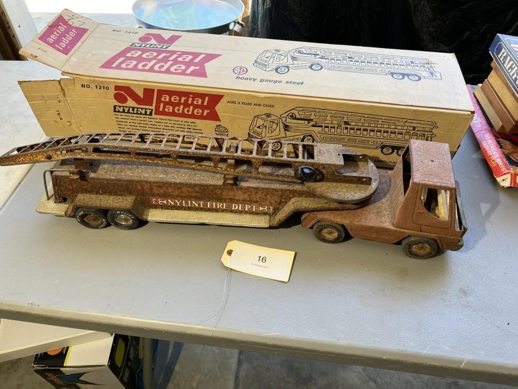 OLD NYLINT LADDER TRUCK WITH ORIGINAL BOX