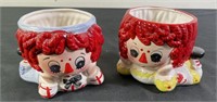 Rubens Original Raggedy Ann & Andy Planter Vases