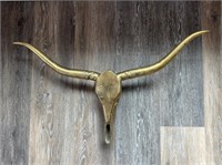 Vintage Brass Long Horn Skull Wall Decor