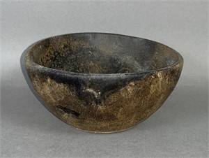 Turned burlwood grease bowl ca. 18th-early 19th