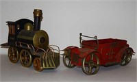 Vintage Iron Horse Train & Car in Metal