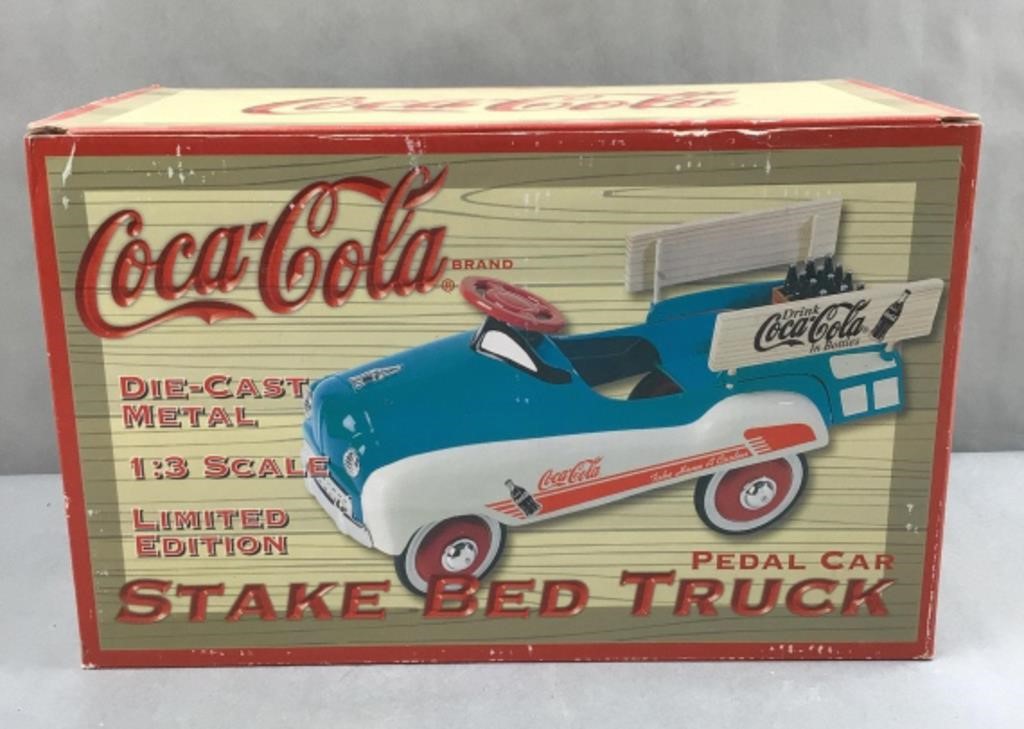 Coca Cola stake bed truck pedal car die cast