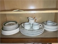 Plate, saucers, creamer, bowls, mugs set
