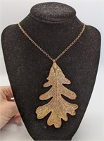 Oak Leaf Pendant With Rose Tone Sterling Silver