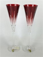 Waterford Lismore Ruby Red Toasting Flutes
