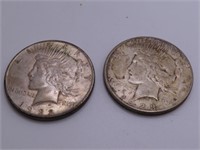 (2) 1922/23 PEACE Silver Dollar Coins