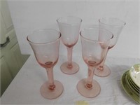 4 pink wine goblets