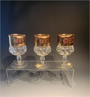 Set of 3 Kings crown gold goblets