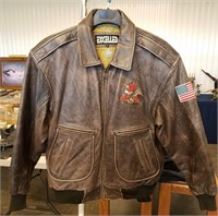 Vintage Budweiser Brown Leather Bomber Jacket L