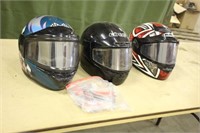 Snowmobile Helmets- (1) Medium Teal & (2) Large