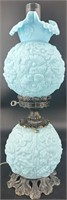 Beautiful Fenton Blue Satin Poppy GWTW Lamp