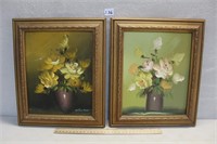 PRETTY SIGNED FLORAL PAINTINGS IN GOLD FRAMES