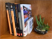 BOOKS ON PHOTOGRAPHY, NOTE CARDS, FAUX SUCCULENT