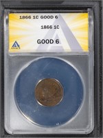1866 1C Indian Cent ANACS G6 Better Date