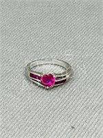sterling & heart shape ruby ring