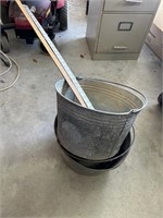 2 galvanized buckets