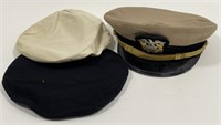 Vintage Named USN Military Visor Cap w/ Badge &