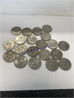 1 ROLL - 20 COINS-MOSTLY '72 & BICENTENIAL