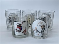 Five Norman Rockwell Glasses 4.1in T x 3.4in W