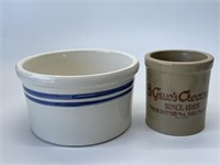 Vintage Striped Crock and Le Geues Creamery