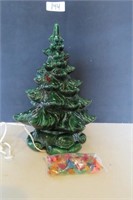 Vintage Ceramic Christmas Tree 17" T w/ Bulbs