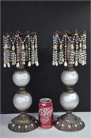 Iridescent & Metal Candle Pillars,Stone & Bead