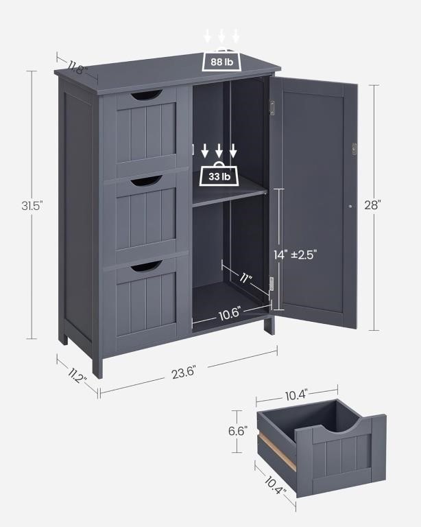 VASAGLE Bathroom Floor Storage Cabinet, Bathroom