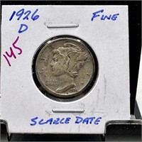 1926-D MERCURY SILVER DIME SCARCE DATE